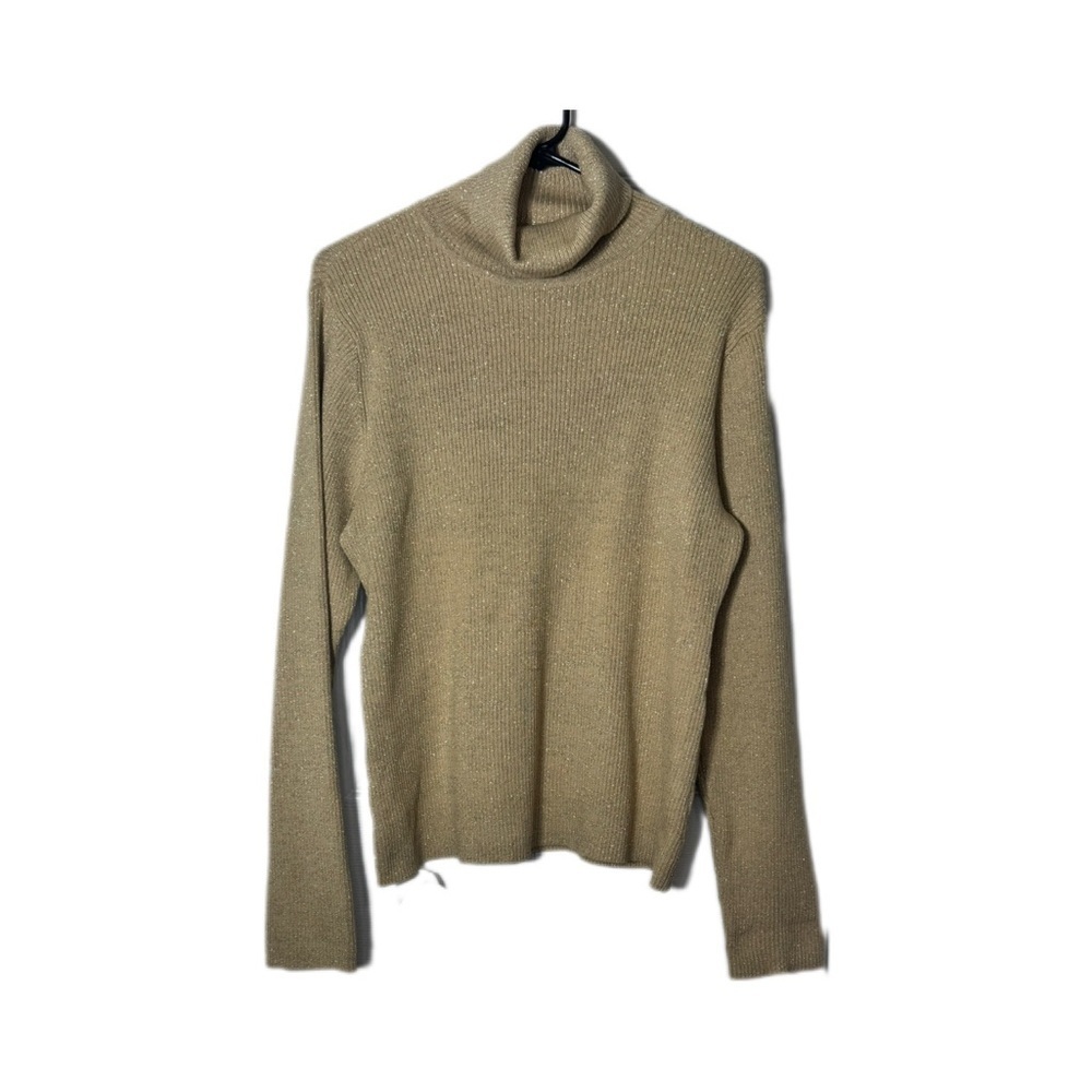 Style & Co. Gold Metallic Turtleneck Sweater